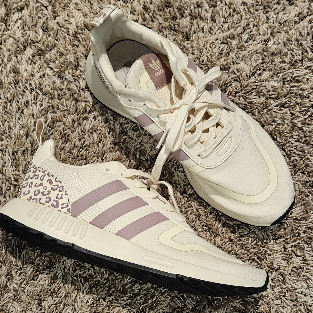 Adidas Multix Cream Purple Leopard Sneakers Walking Shoes Women's Size 10